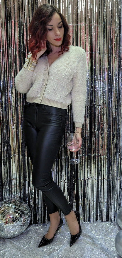 Sweater Alice Beige with Pearl Suranska Shop 