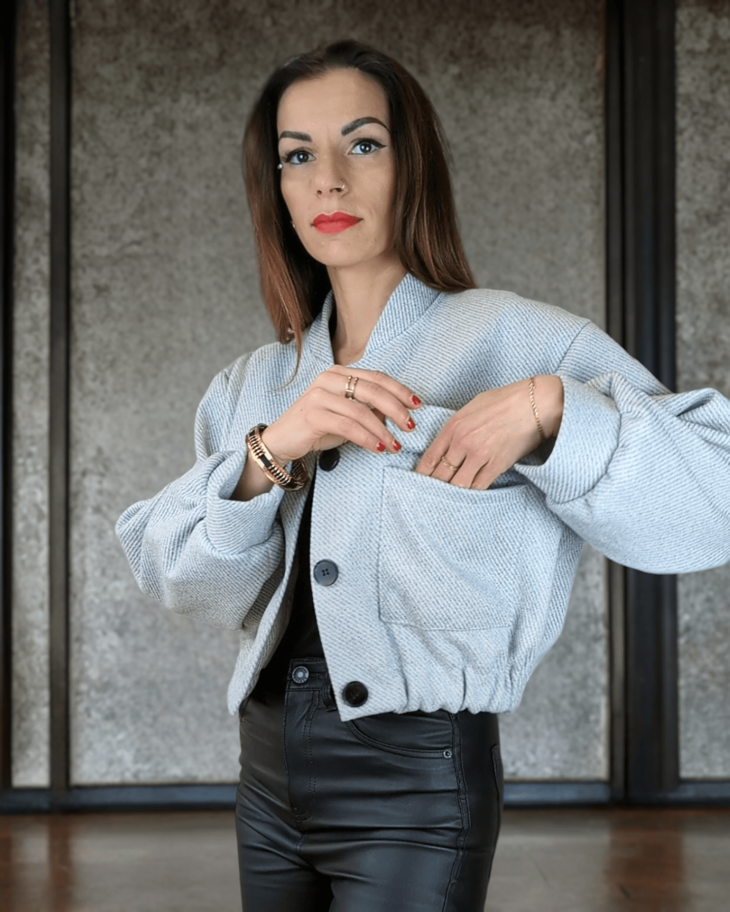 Jacket Bomber Nastia Light Gray Suranska Shop 