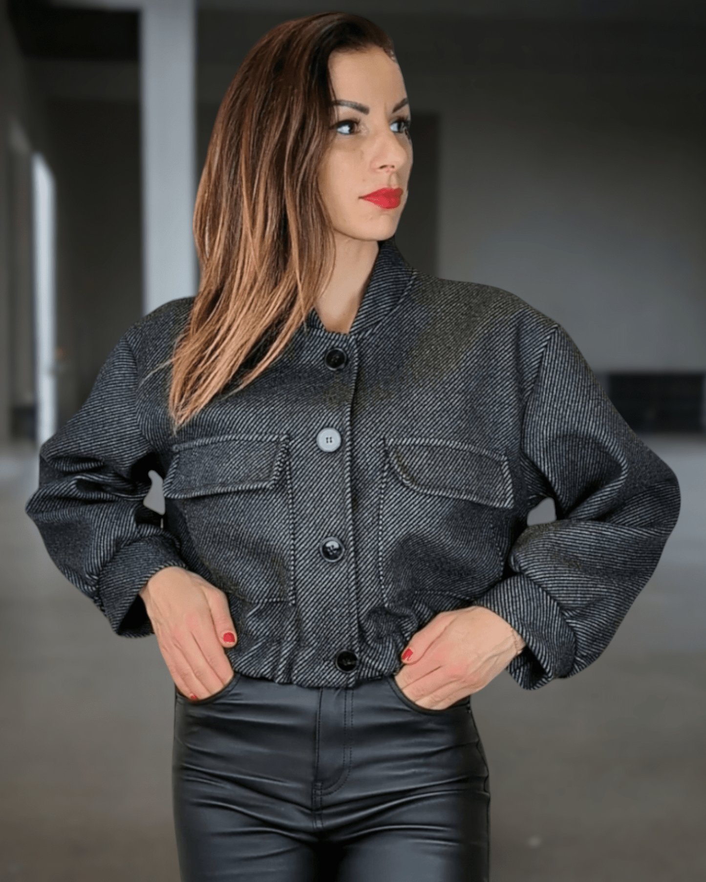 Jacket Bomber Nastia Dark Gray Suranska Shop 