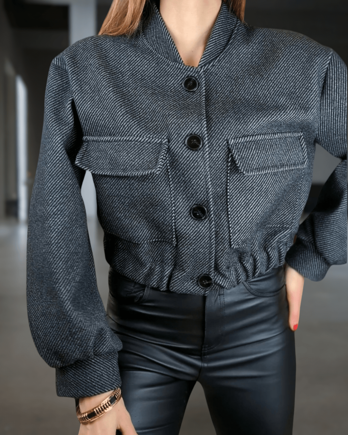 Jacket Bomber Nastia Dark Gray Suranska Shop 