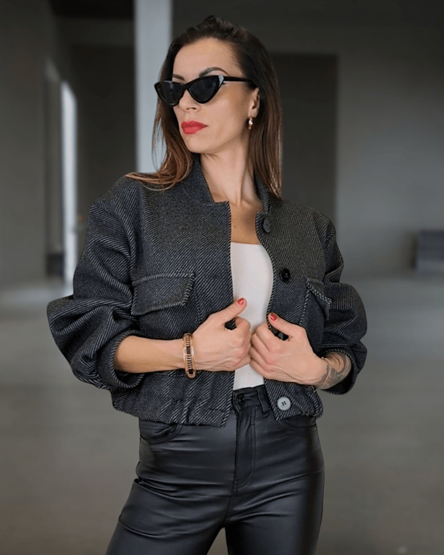 Jacket Bomber Nastia Dark Gray Suranska Shop 