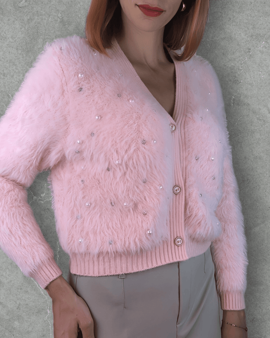 Sweater Alice Baby Pink with Pearl pull Suranska Shop 