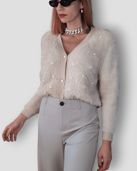 Sweater Alice Beige with Pearl pull Suranska Shop 